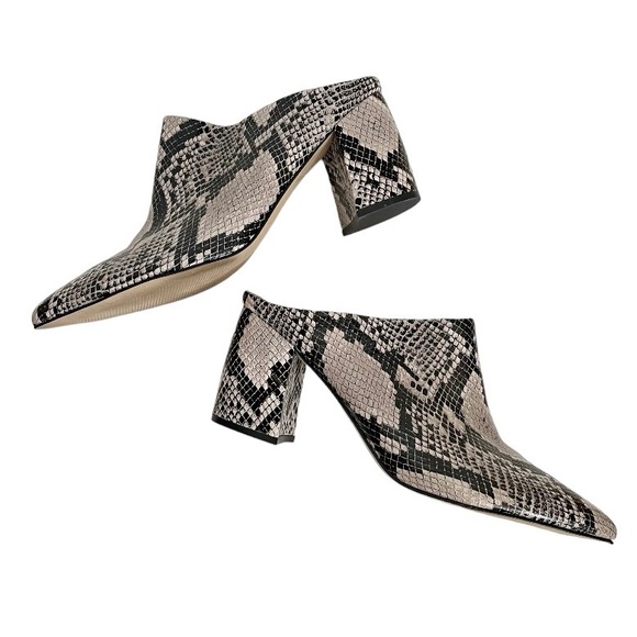 Marc Fisher Ragni Snakeskin Leather Pointed Toe Heeled Mules Women’s Size 11 - Picture 2 of 12